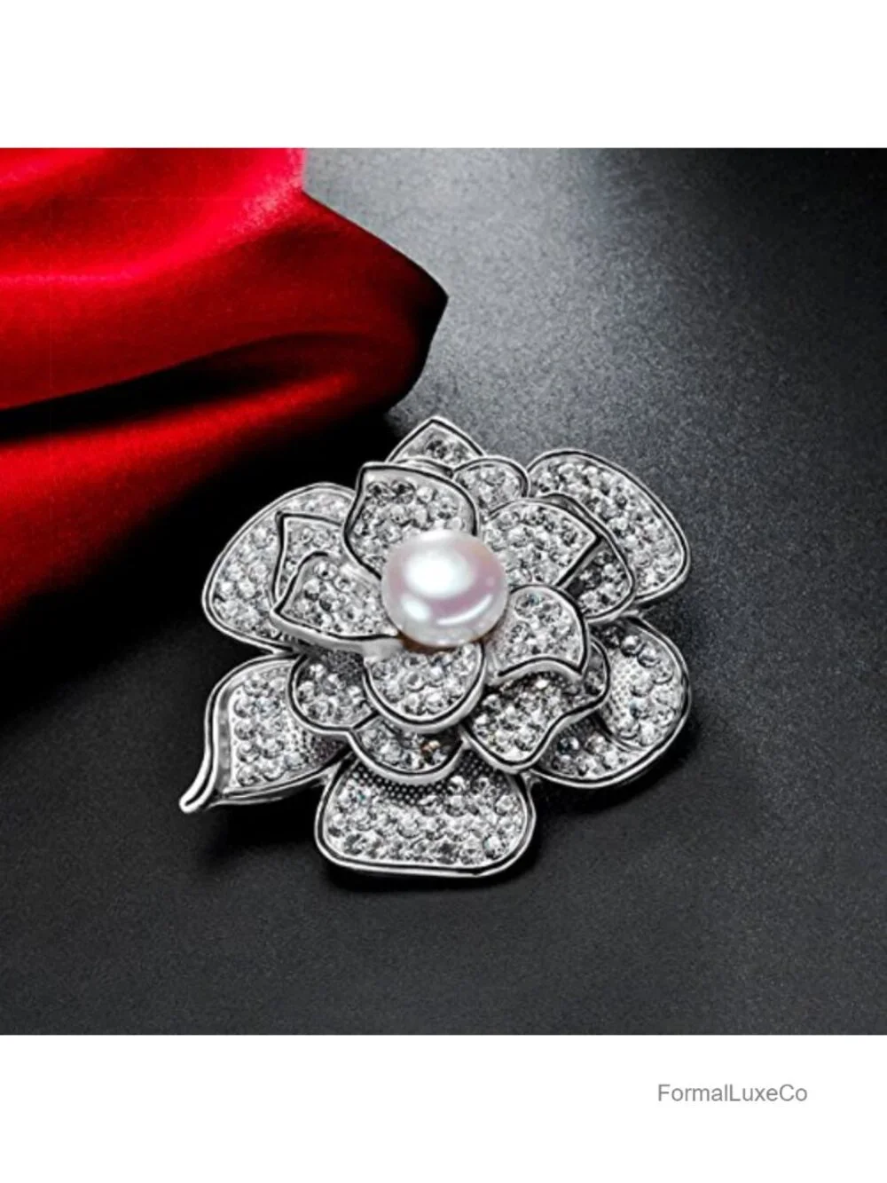 Sparkly Flower Brooch Pin for Women with Created Crystals